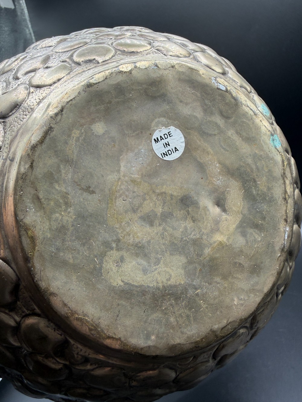 Modern Boho Hand-Hammered Indian Brass Jardinière Planter Cachepot with Ring Handles
