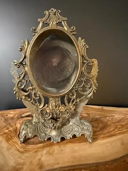 Ornate Miniature Brass Swinging Mirror