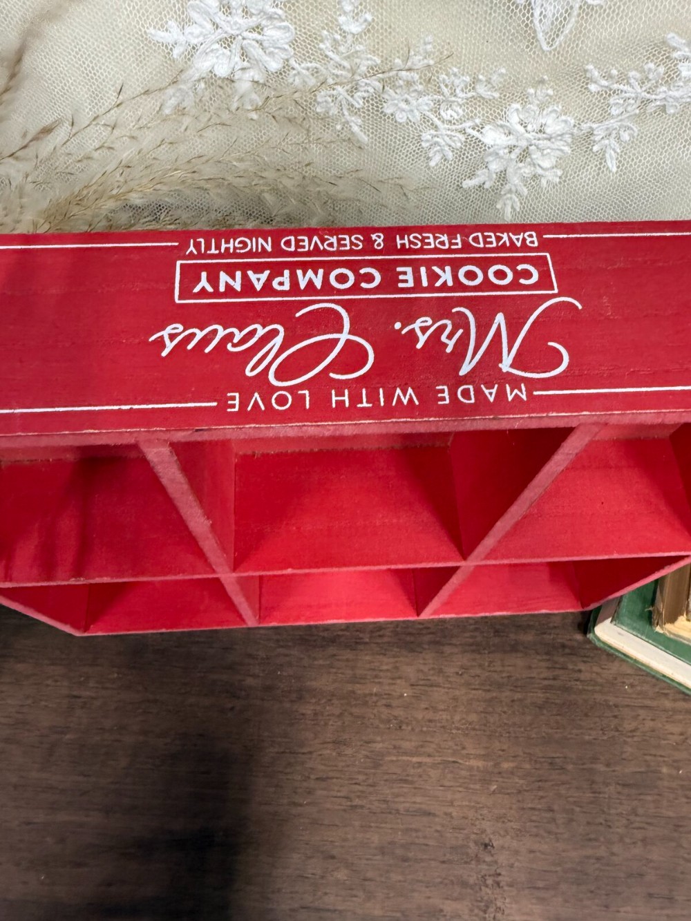 Red Wood Minis Display Shelf Mrs. Claus Cookie Company