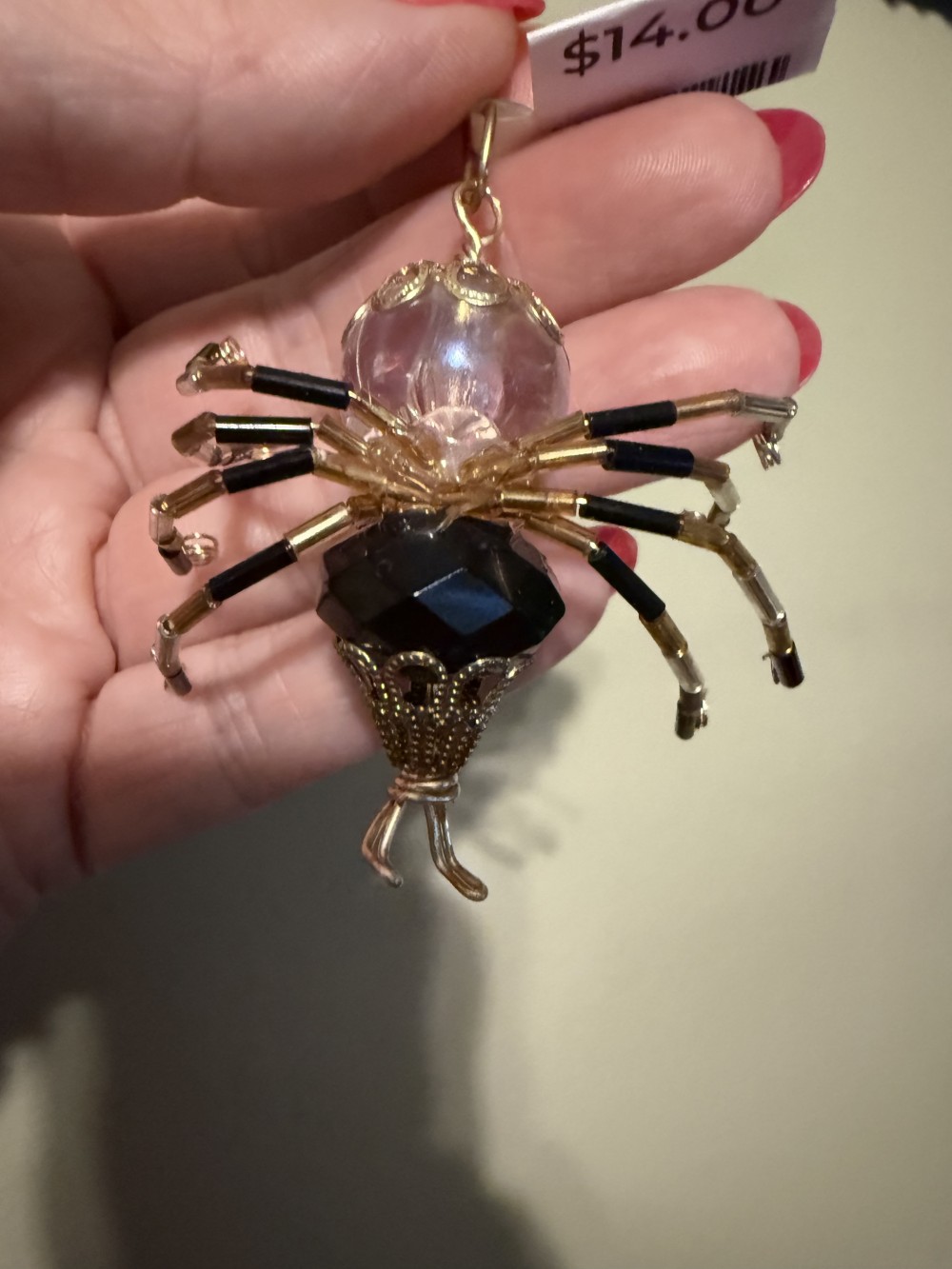 Ornament - Spider Black Clear Gold
