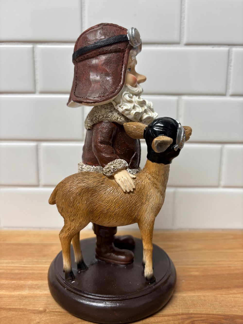 Air Force Santa & Reindeer Aviator Bobblehead Resin Christmas Figurine