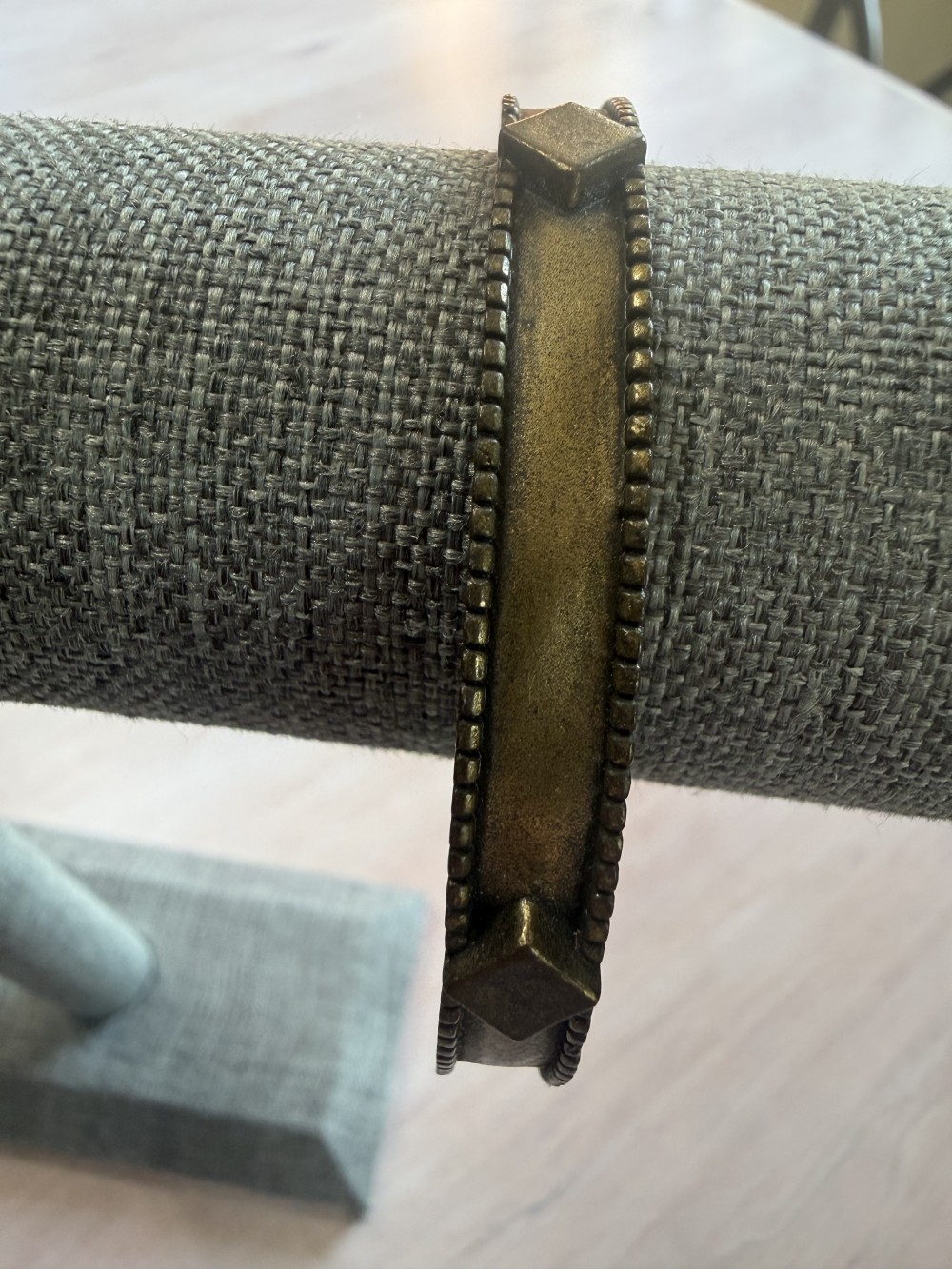 Bangle Style Bracelet - Bronze with Diamond Shapes and Dots