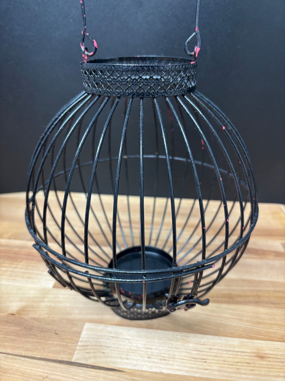 Black Metal Birdcage Candle Lantern Votive Holder Hanging Tabletop Decor