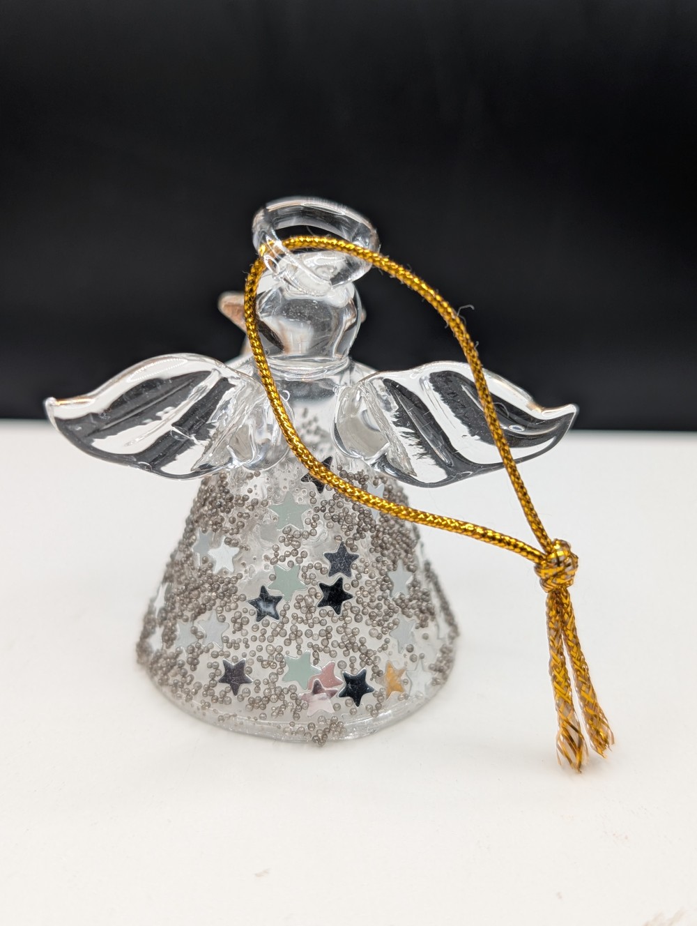Miniature blown glass angel ornament