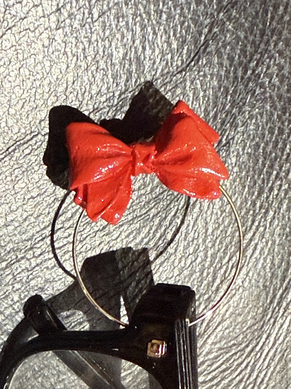 Eyeglass Holder - Red Bow, ID badge holder