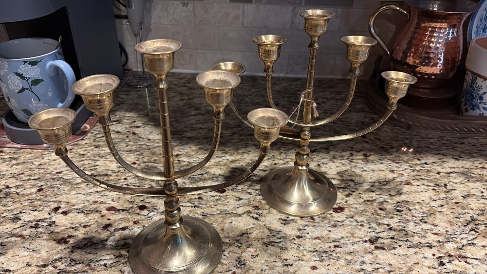 Brass Menorah Pair