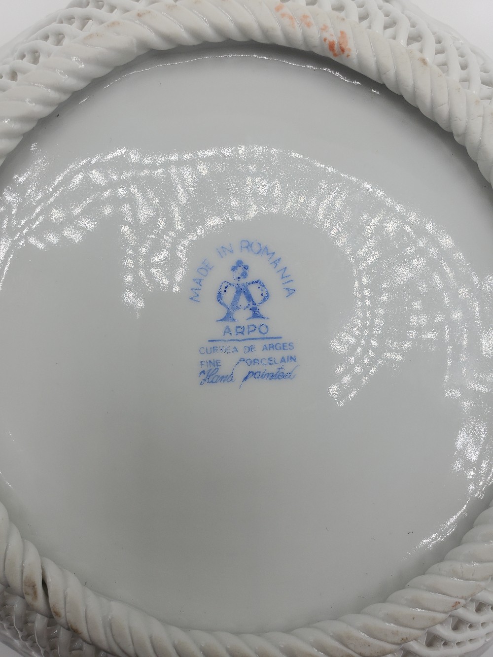 Fine Porcelain Hand Painted Romanian Basket