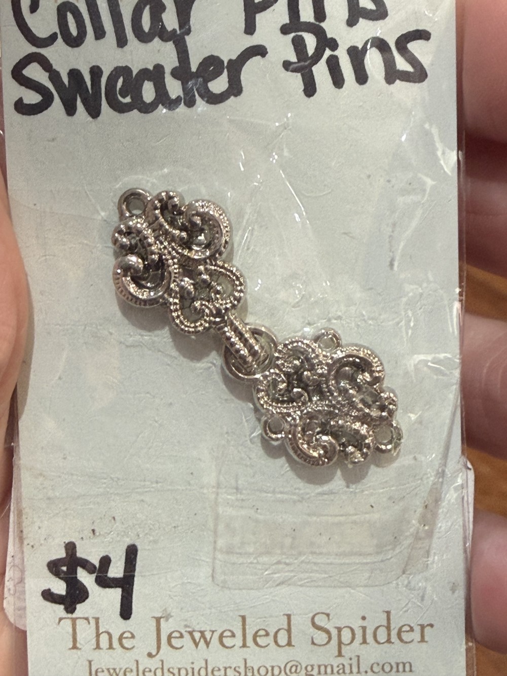 Collar Pins - Sm swirls, Dress pins, Sweater Pins, Sweater Clips