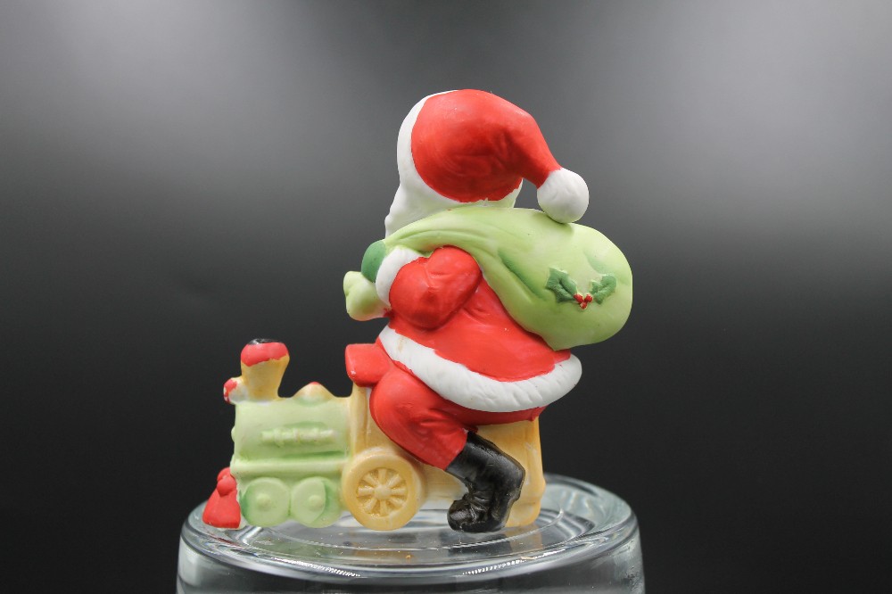 Vtg bisque ceramic Santa on train figurine AS IS
