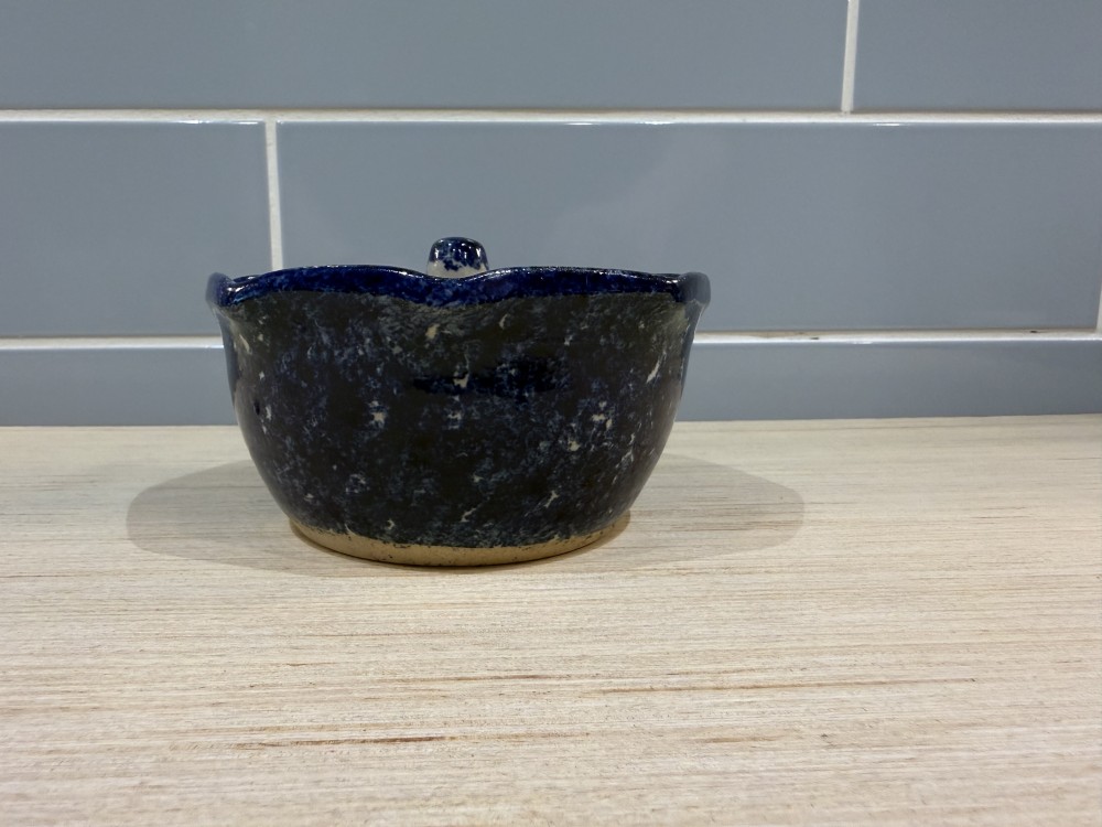 Studio Pottery Apple Baker - Blue