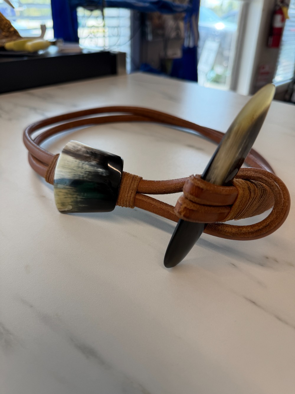 Artisan Ox Horn Leather Belt