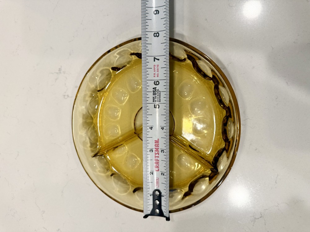 Mid-Century Hazel-Atlas Amber Glass Divided Relish Dish