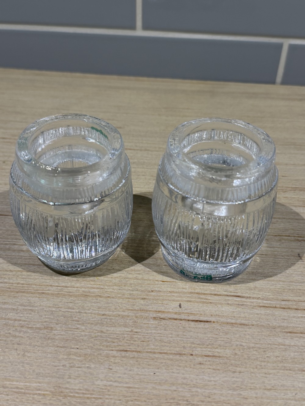 VTG Nybro Sweden Ribbed Glass Candle Holders, Pair — 3”