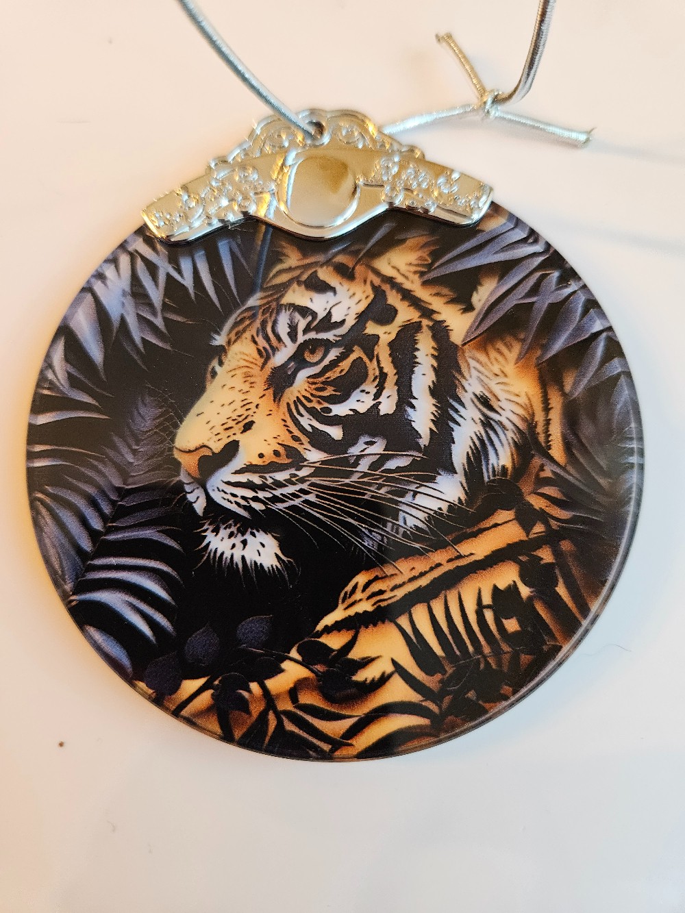 3.5-inch stained glass tiger ornament