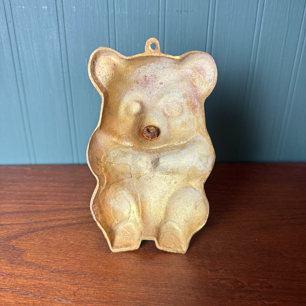 Vintage Brass Bear Wall Hook, Curved Horn Design