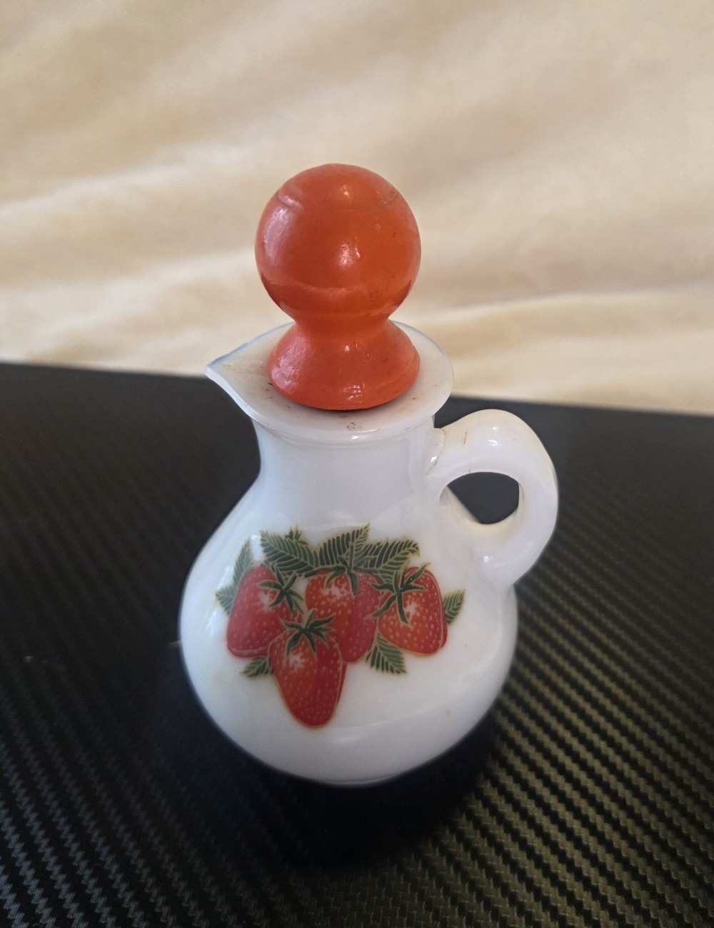 VTG Avon Milk Glass Starwberry Cruet