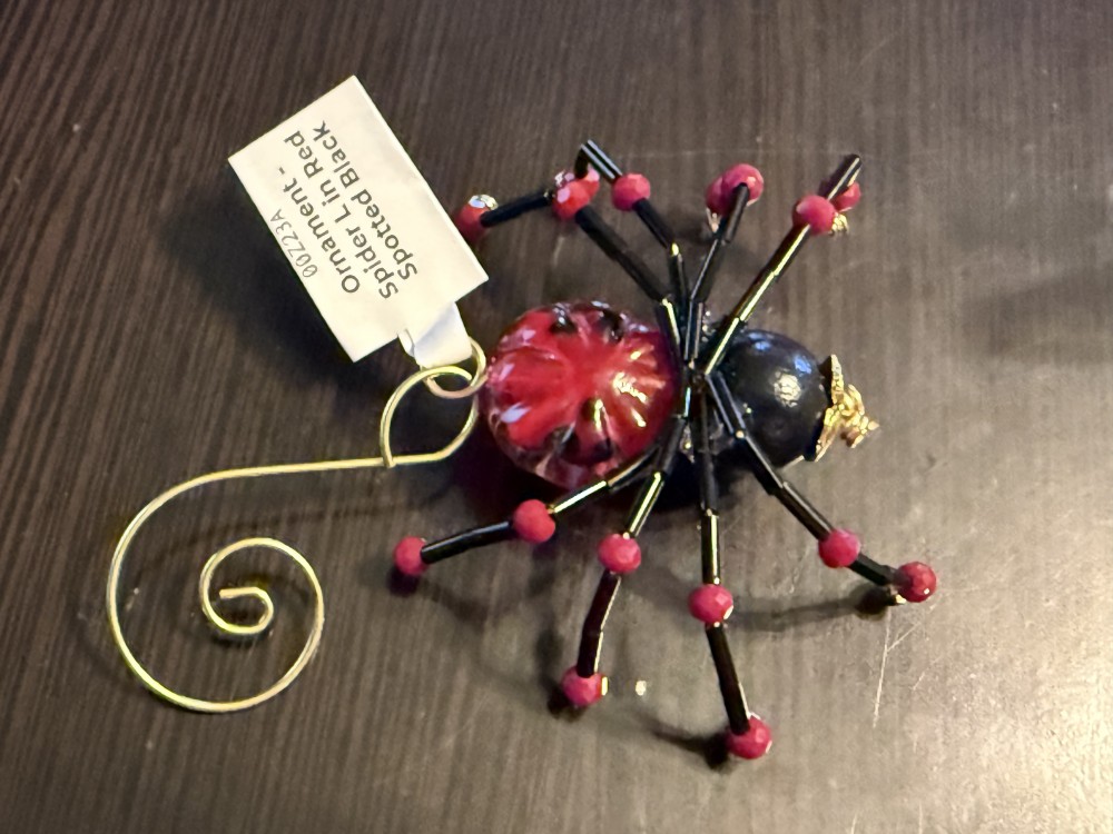 Ornament - Spider L in Red Spotted Black
