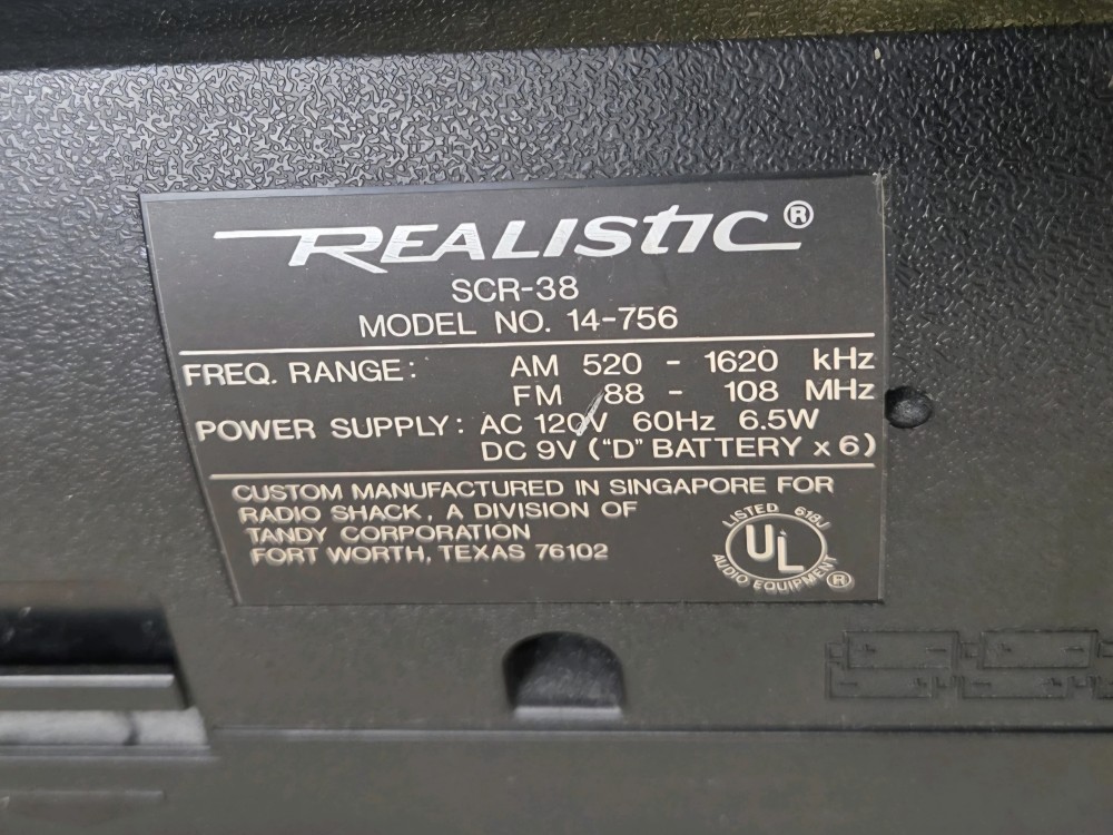 VTG Realistic SCR-8 AM/FM Cassette Player-As Is