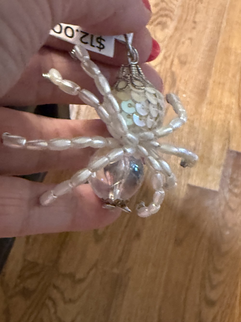 Ornament - Spider Sequin Clear Pearl