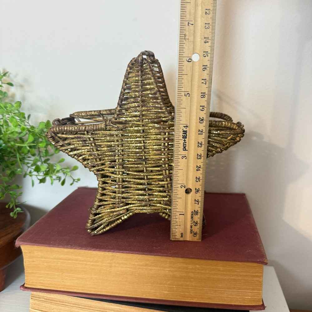 Gold-Painted Wicker Star Basket