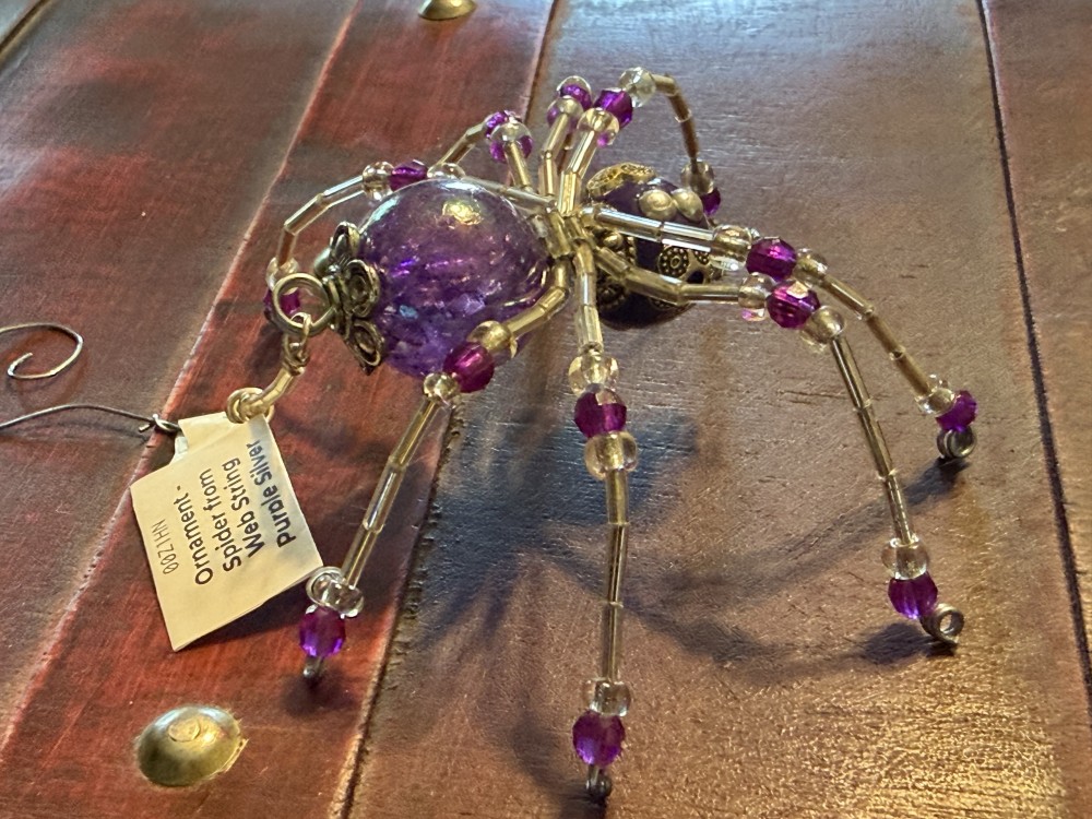 Ornament -  Spider L from Web String Purple Silver