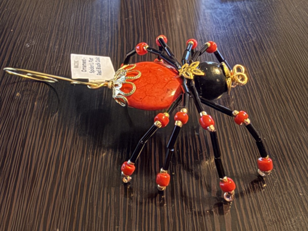 Ornament - Spider L Flat Red Black Gold