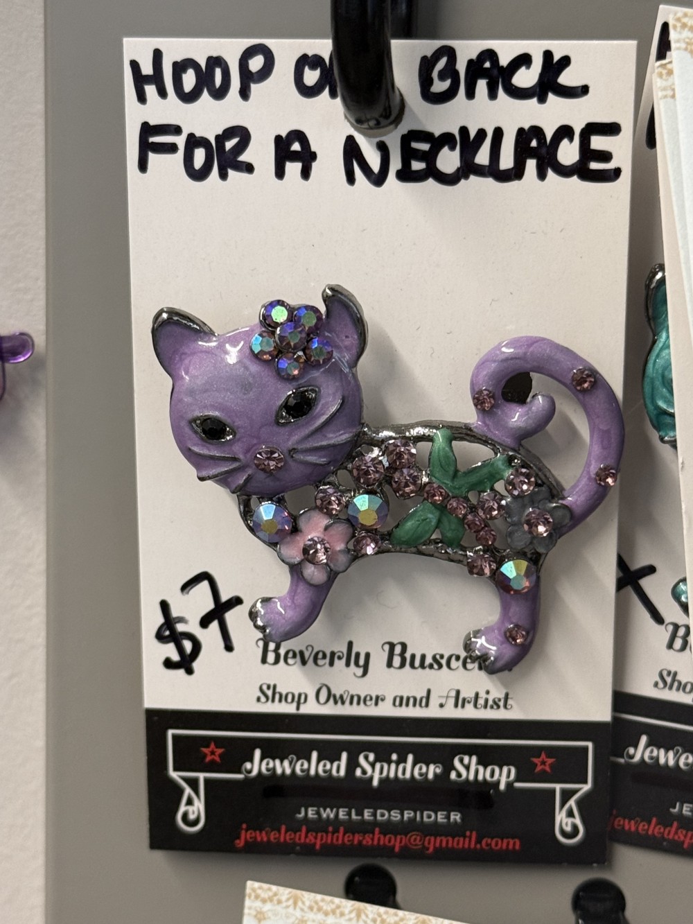 Brooch Pin - Cat Enamel & Rhinestone