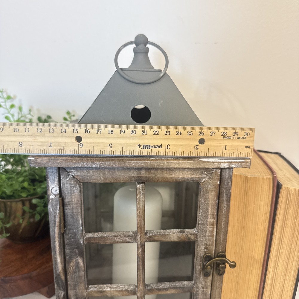 Wood & Glass Window Lantern Candle Holder