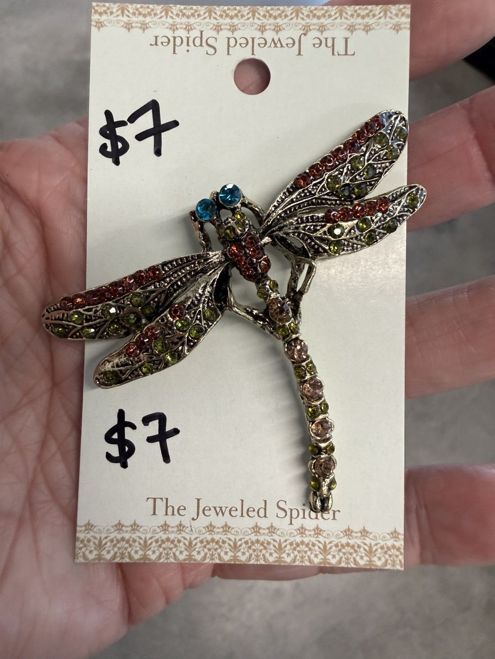 Brooch Pin - Dragonfly in Colorful Rhinestones