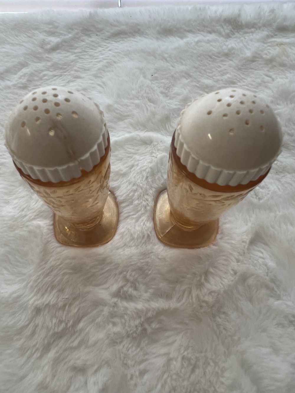 Vintage Amber Glass Salt and Pepper
