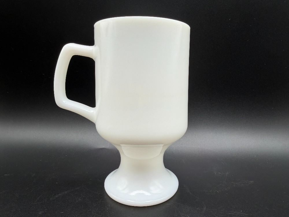 Vintage 1970s USC Carolina Gamecocks Milk Glass Footed Mug - Throwback Logo
