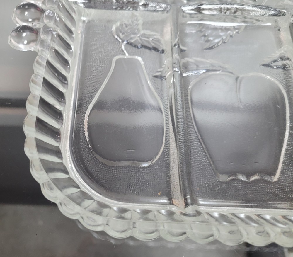 VTG Indiana Glass Crystal Happenings 5 section relish tray
