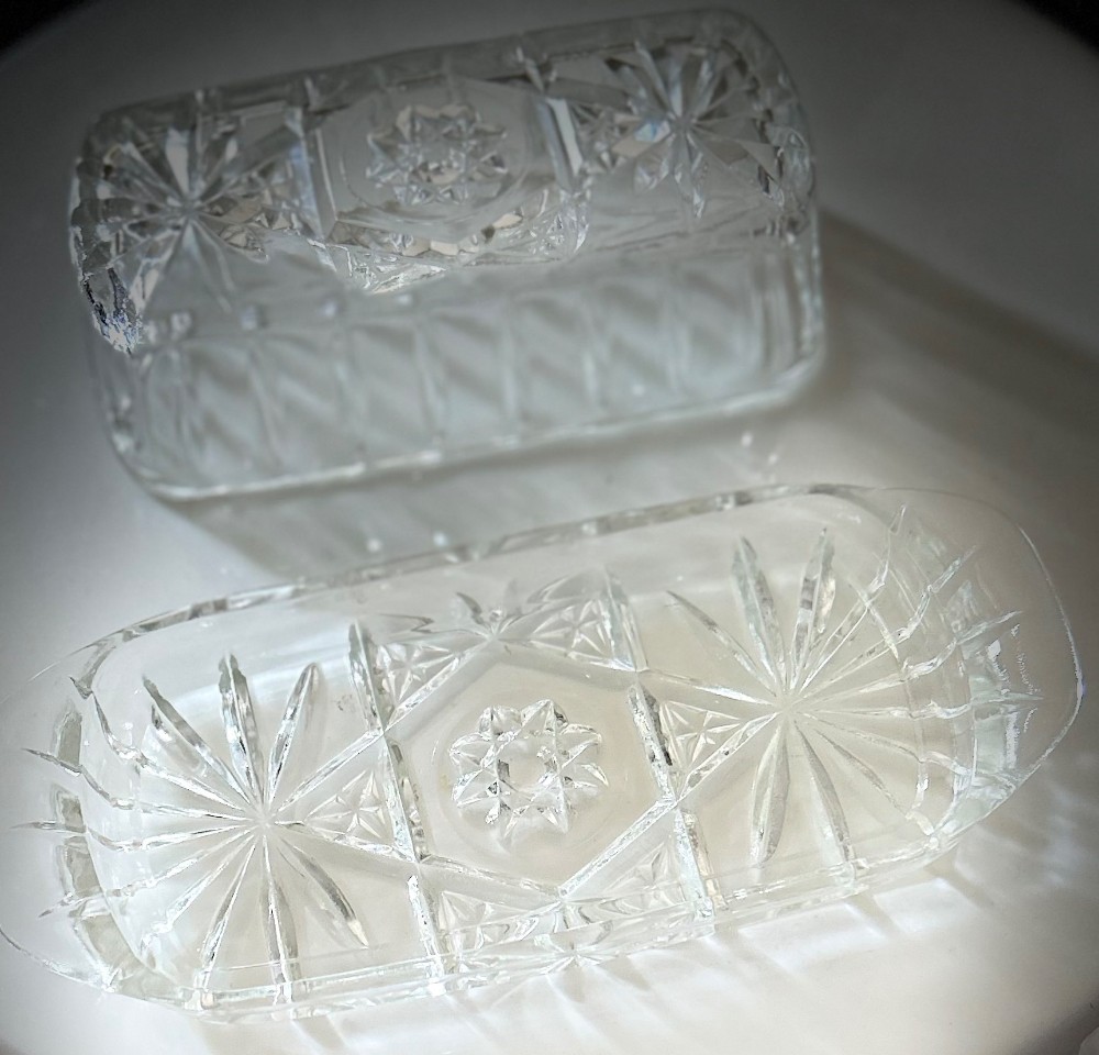 VTG Butter Dish Anchor Hocking Prescut