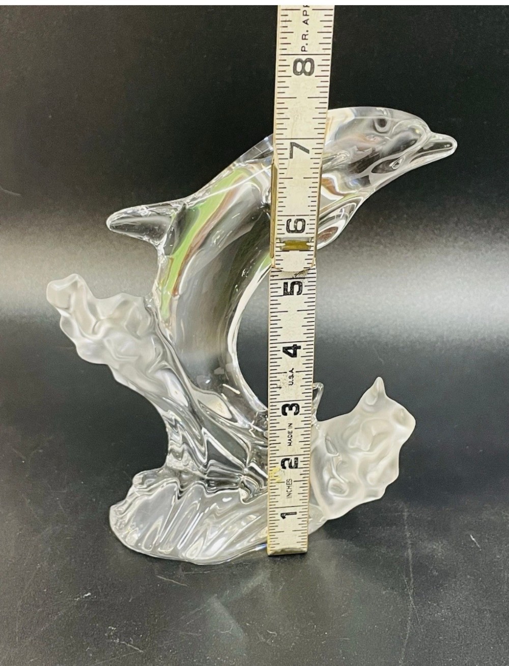 Dolphin Lenox Lead Crystal Leaping Dolphin Figurine Frosted Wave Sculpture 7.5