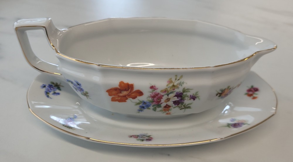 Floral gravy boat (possibly German)