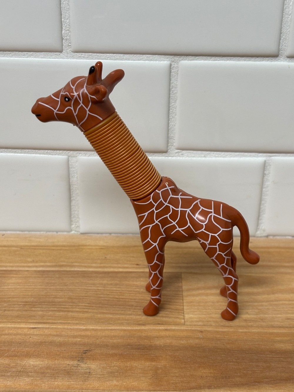 Toy Giraffe Vintage Accordion Stretch Neck Plastic Figure 4½