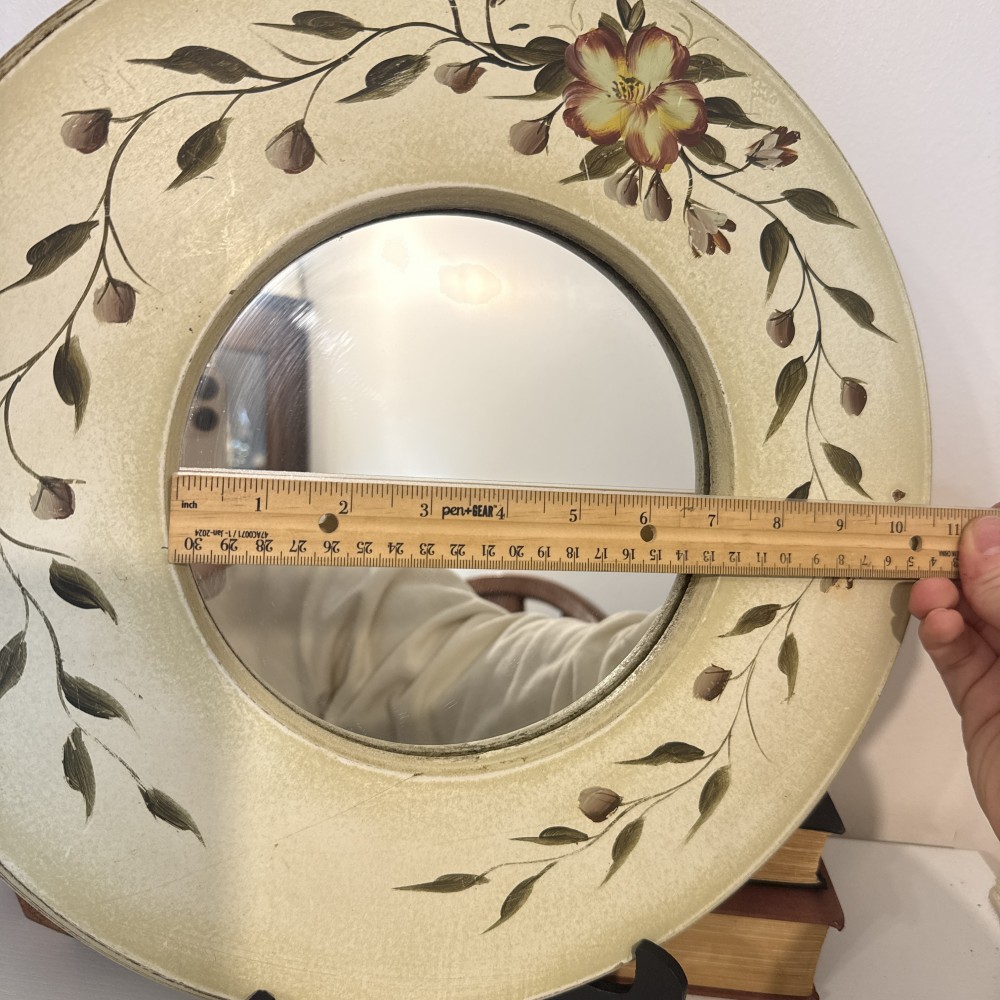 Hand-Painted Floral Round Wall Mirror