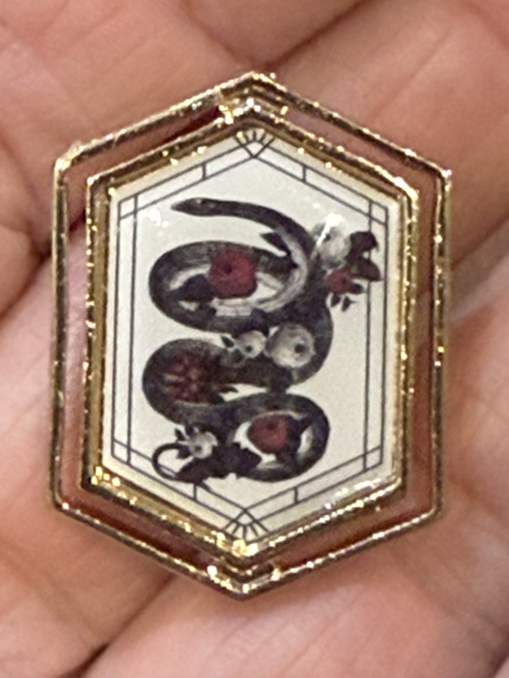 Brooch Pin - Gold Medallion with Snakes and Skulls, Serpent