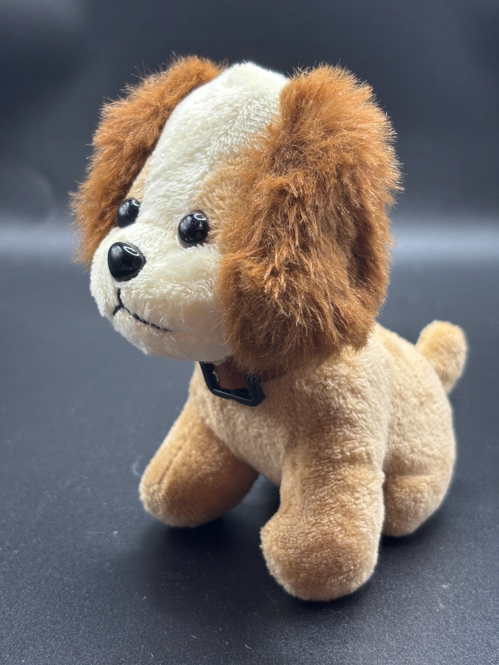 Plush Adopt a Pet Party Favor puppy off white tan & brown collar w/buckle