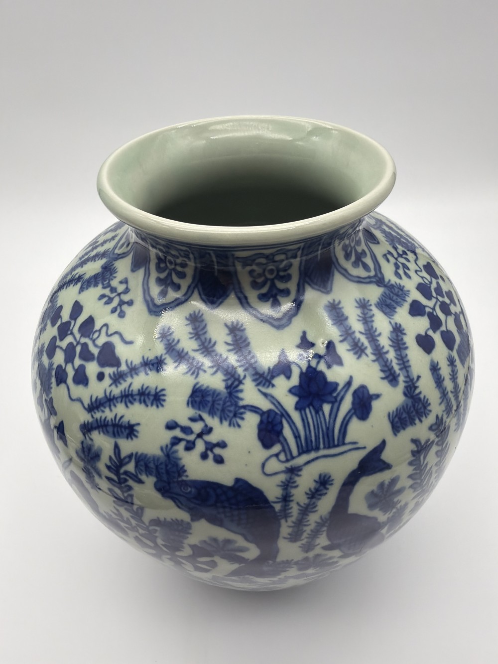 Blue and White Fish Ceramic Vase