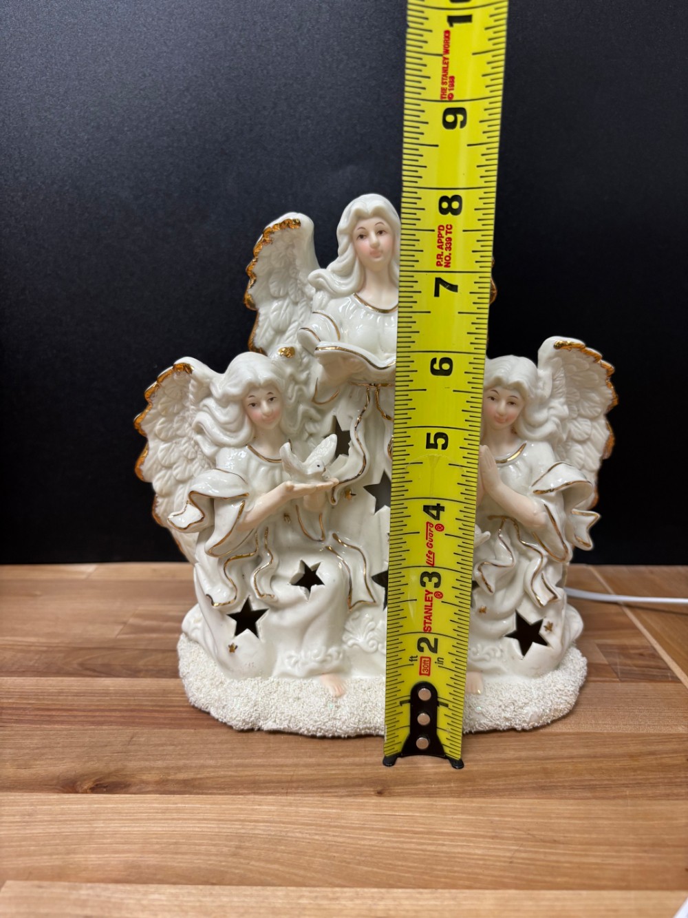 Vintage 3 Angel Christmas Light JCPenney Home Collection Bisque Ceramic