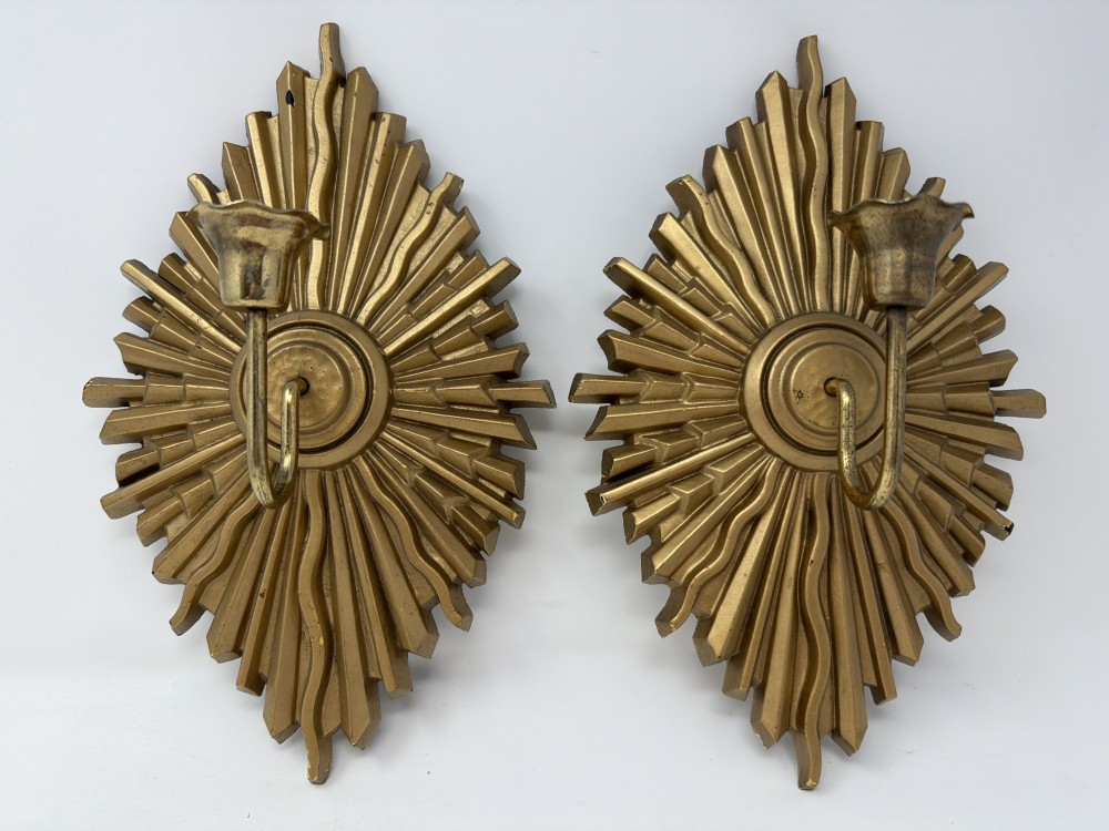 Pair Vtg Hollywood Regency Wall Sconces