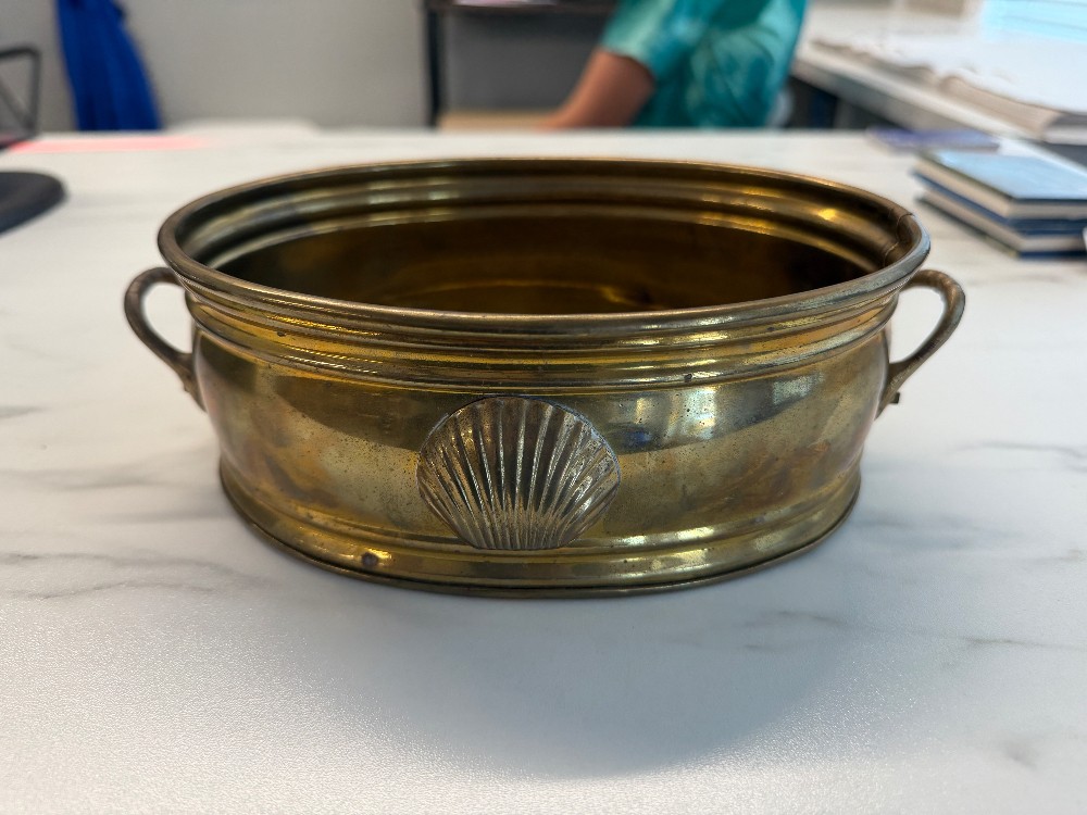 Brass Planter with Shell Adornment