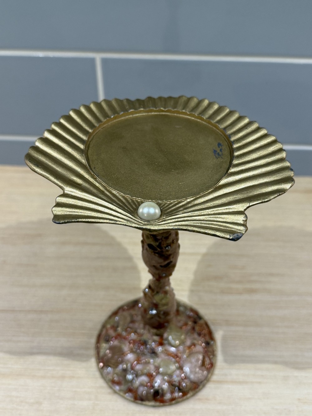 VTG Vance Kitira Seashell Pillar Candle Holder 8’