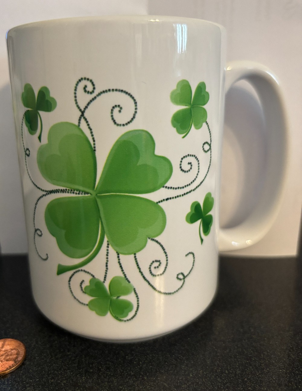 St. Patrick's Day white ceramic mug shamrock both sides