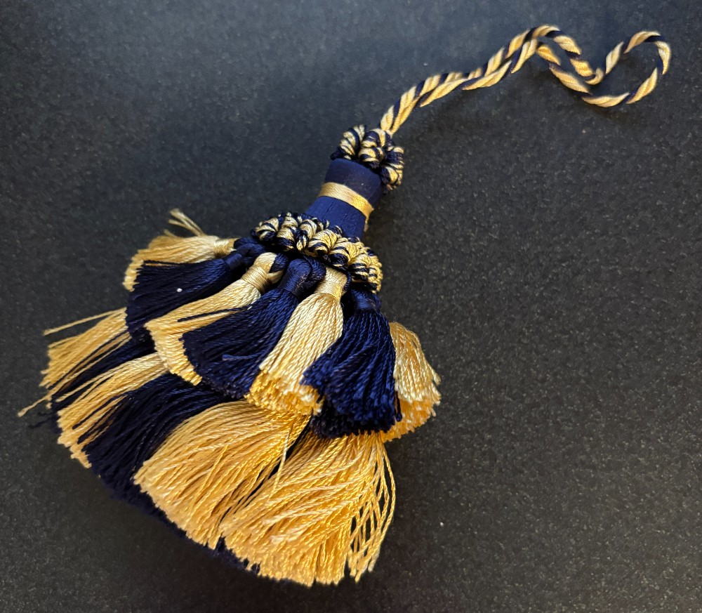 Navy & yellow gold silky tassel 8.5