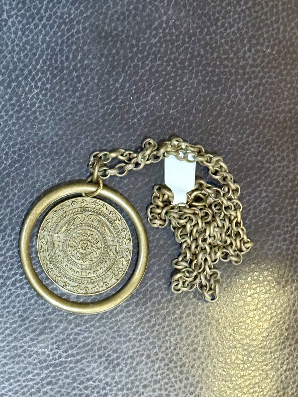 Necklace - Bronze Patterned Medallion & Chain