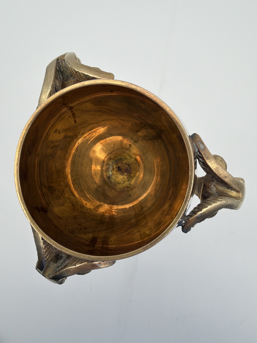 Vintage Brass Ram Tripod Vessel with Copper Cup