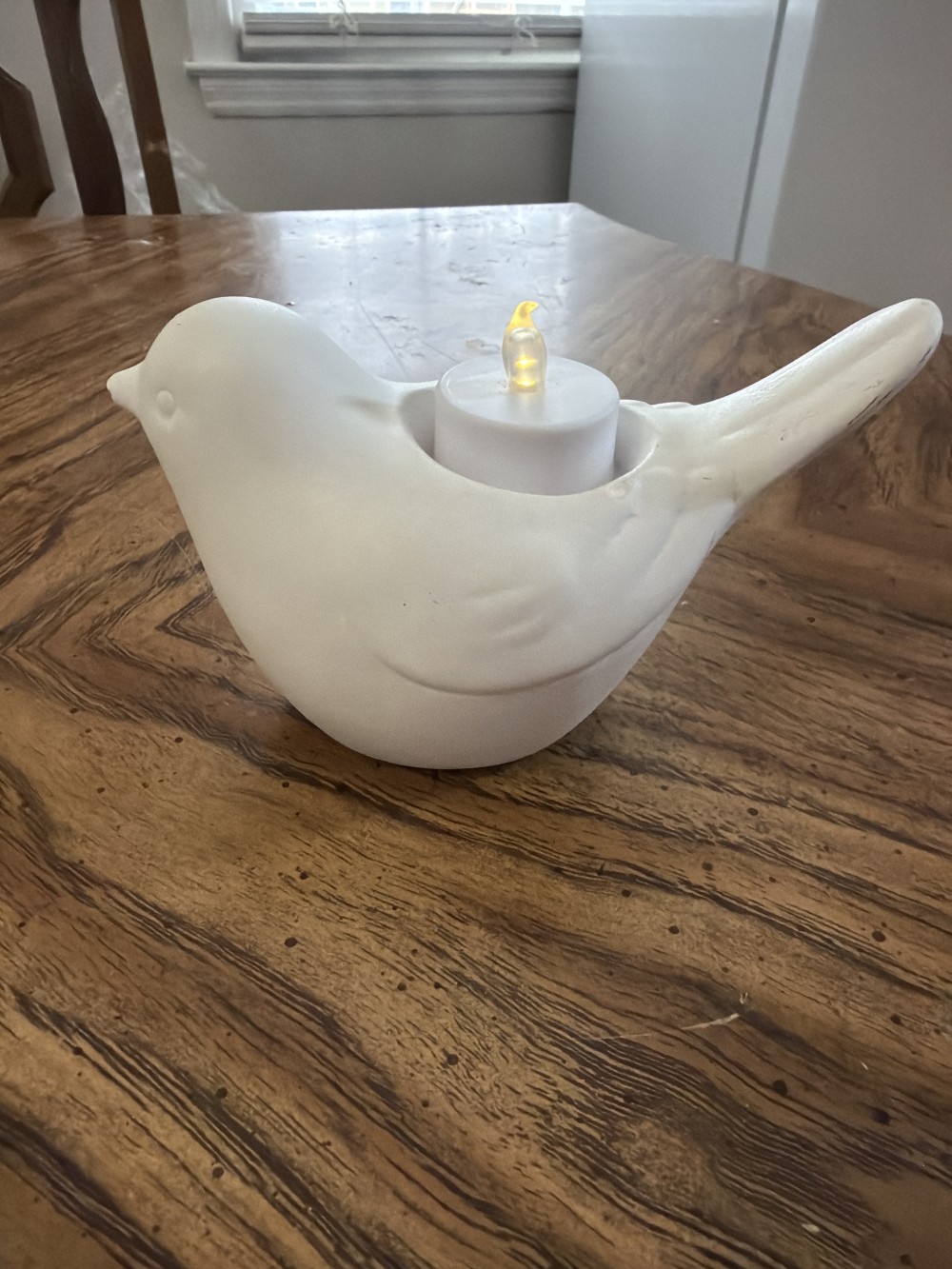White bird sculpture w tea light(AS-IS)