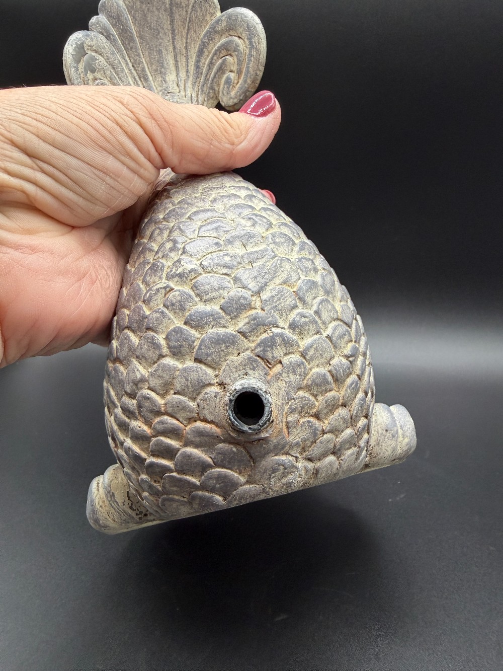 Stone Resin Koi Fish Spitter Pond Fountain Decor Decorative Statue
